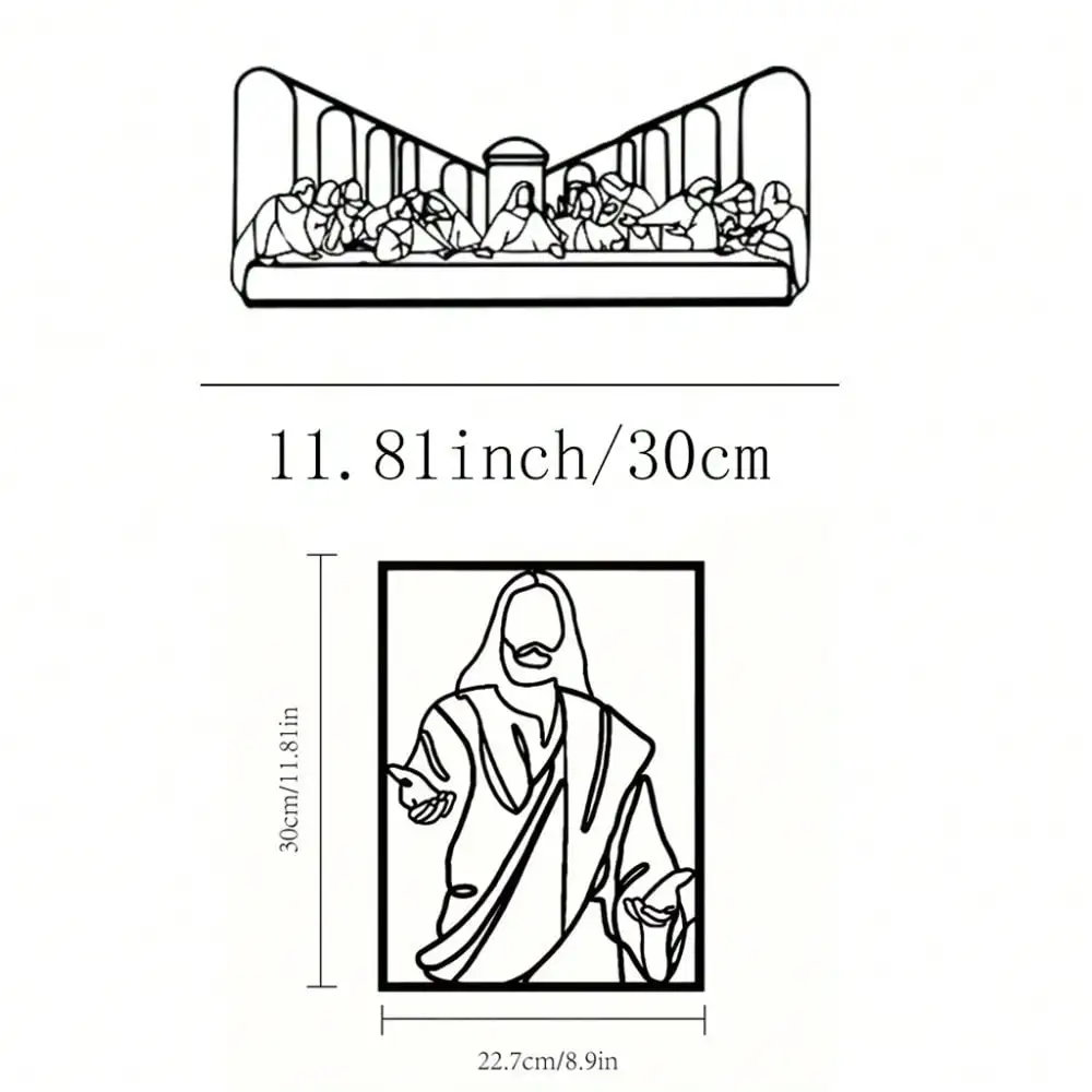 CIFbuy 2D Metal Art The Last Supper Sacred Wall Decor Durable Iron Art Religious Christian Gift For Church Indoor Outdoor