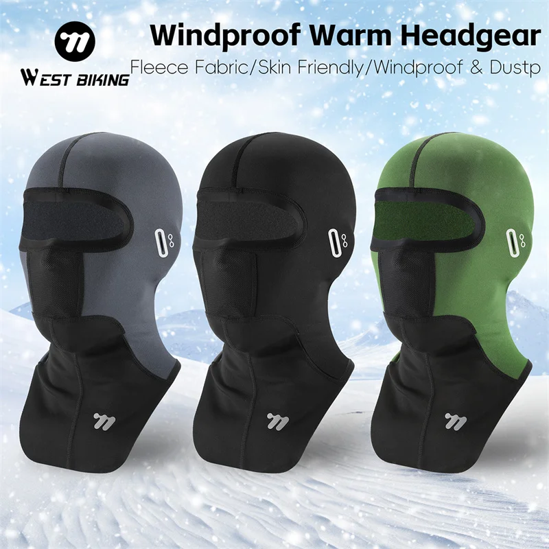 WEST BIKING Windproof Thermal Cycling Headgear Winter Fleece Climbing Scarf Outdoor Running Skiing Full Face Mask Sport Gear