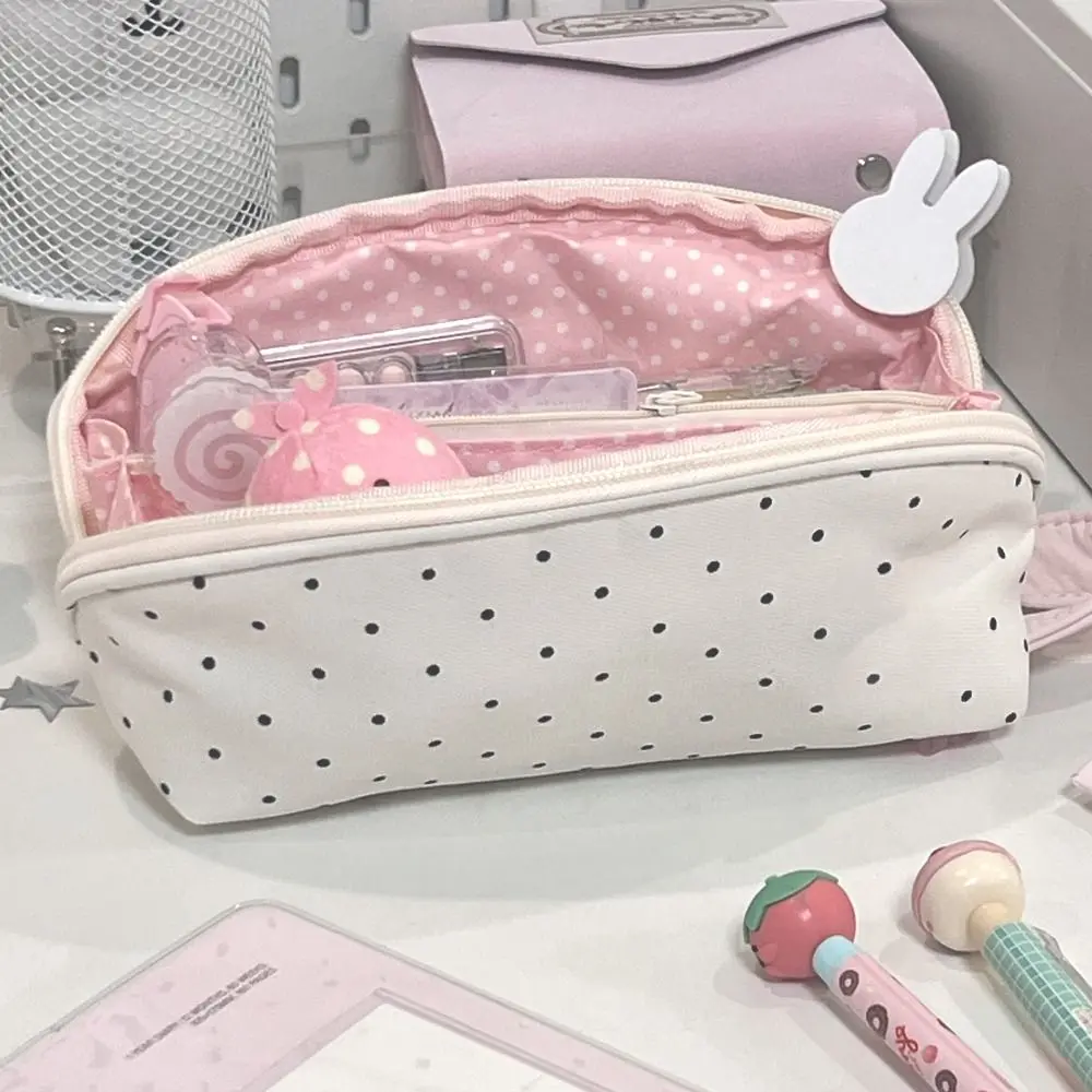 INS Polka Dot Pencil Case Shell Shape Multi-functional Pen Bag Large-capacity Stationery Storage Bag School Supplies