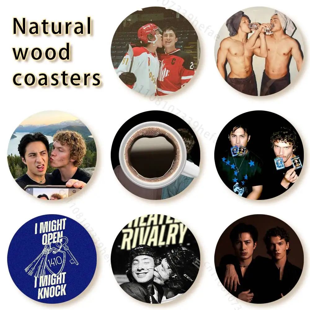 

H-Heated Rivalry Popular Style Vintage 4in Wooden Coasters Coffee Tea Cups Home Decor Christmas New Year Party Gift