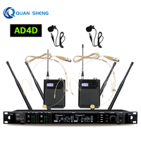 AD4D Clip Headset Wireless Microphone System Dual Channel UHF True Diversity Karaoke Handheld Ksm8 Mic for Stage Performance