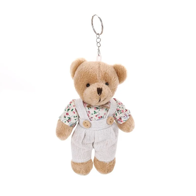 Cute Bear Linen Teddy Bear Keychain Women Couple Rabbit Keyring On Bag Car Pendant Trinket Female Wedding Party Plush Toy Gift view 4