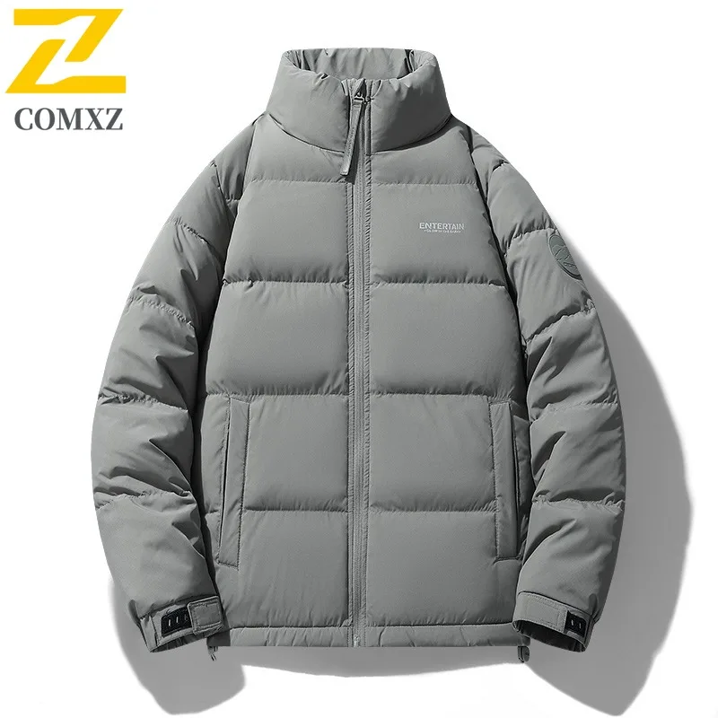 

COMXZ Мужской уличный пуховик Роскошный воротник-стойка Велосипедная морозостойкая парка Корейский стиль Ветрозащитный комфортный зимний пуховик