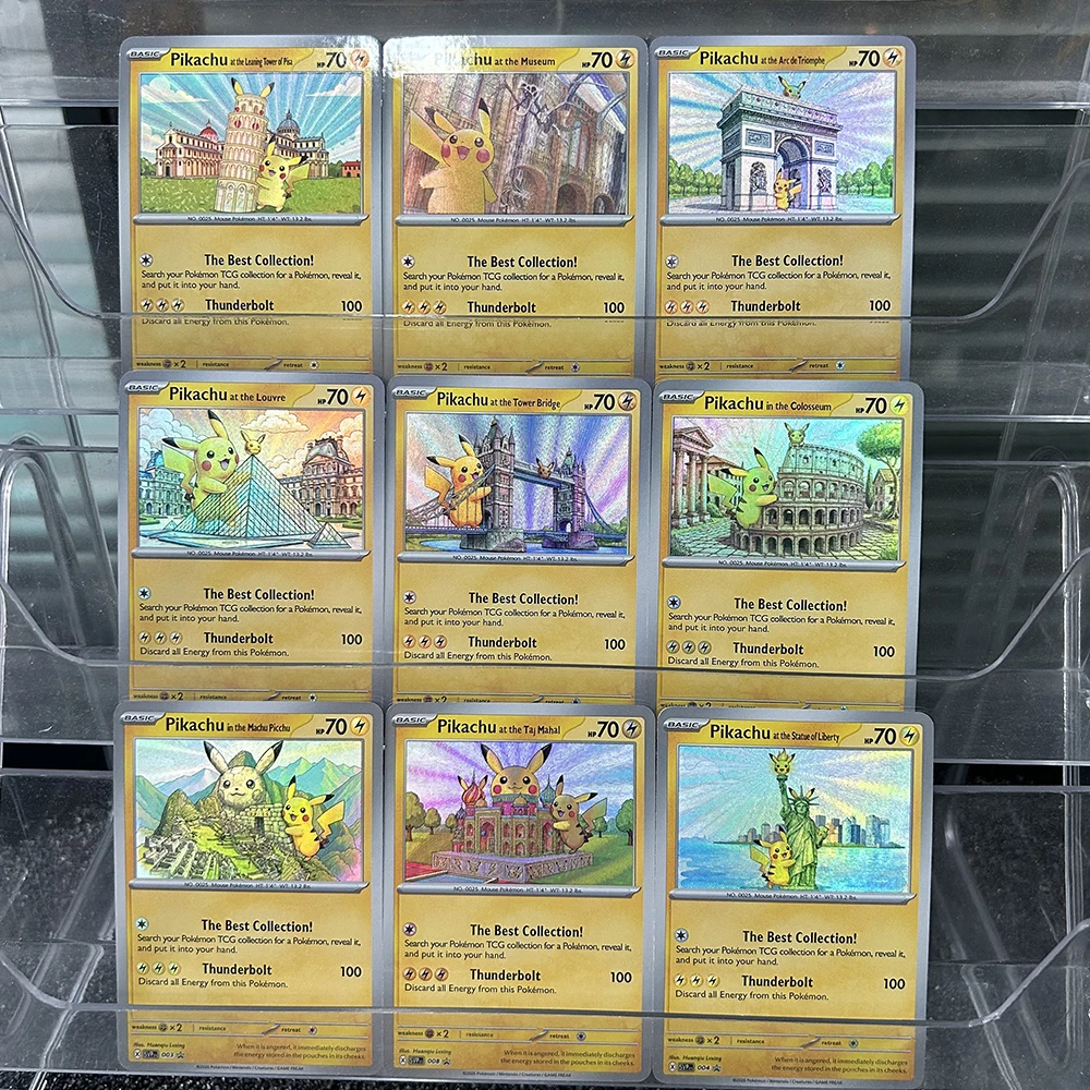 

Anime Ptcg Proxy Tcg Collectible Cards Electric Mouse World Landmarks Collection Holo Foil Premium Collectible Cards Gift