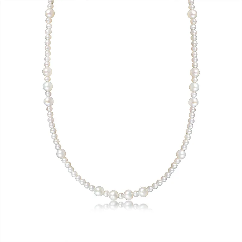 Nearly Round Strong Light AK Freshwater Necklace Women 18K Gold Small Pearl Collarbone Chain 3-5