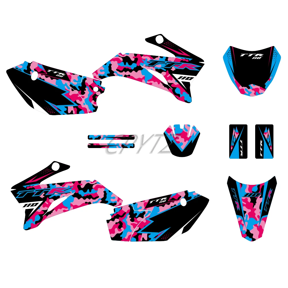 fit For Yamaha TTR110 TTR 110 2008-2021 Motorcycle Fairing Graphics Background Decals Sticker Kit Dirt Bike Decoration