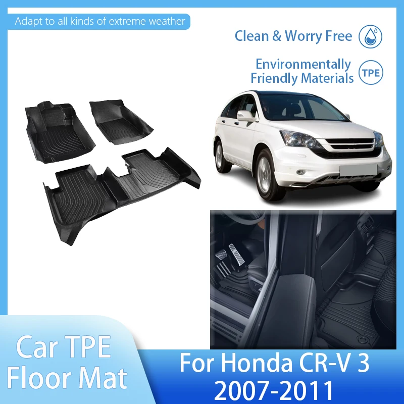 

Автоматические коврики LHD TPE для Honda CR-V 2007 2011 CR V 3 2008 2009 2010, коврик для багажника, коврик для ног, коврик, автомобильные аксессуары