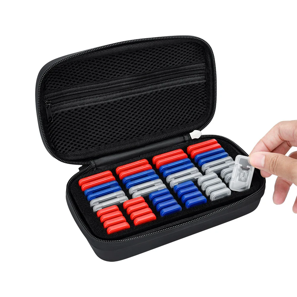 48PCS Memory Card Case Storage For 24 SD SDHC SDXC & 24 TF MSD Cards Water-Resistant EVA Hard Shell Anti-Shock Card Case