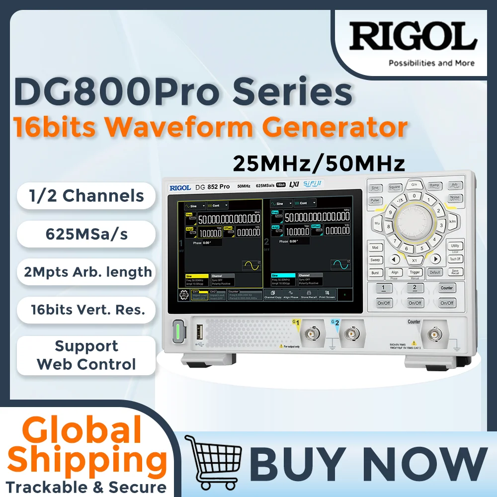 RIGOL DG821 Pro/DG822 Pro/DG852 Pro 7-in-1 Signal Source Arbitrary Waveform Generator with Pulse Noise Harmonic Generation