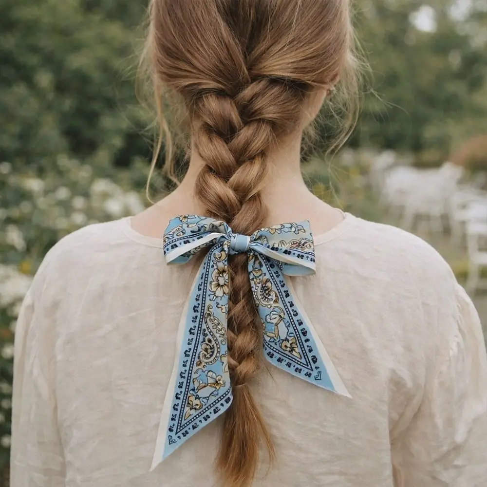 

Модный шелковый тонкий шарф-бант двусторонний, декоративный, для шеи, длинная лента для сумки, шейный/на запястье/на пояс