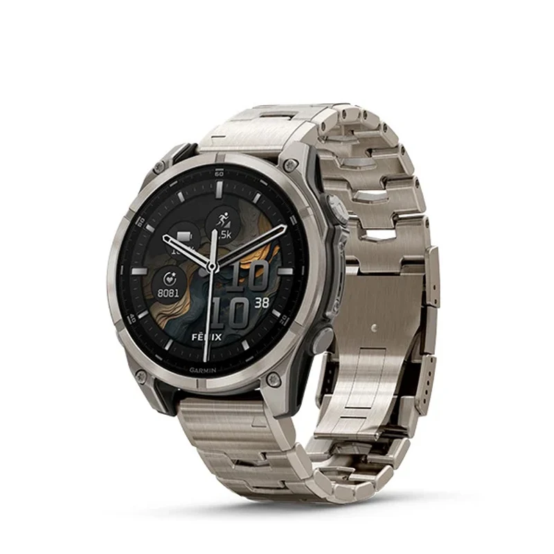 ساعة Garmin fenix 8 - 47 ملم AMOLED الاحترافية للرياضي بعمر بطارية 16 يومًا وكريستال الياقوت 100+ أوضاع رياضية وإطار من التيتانيوم
