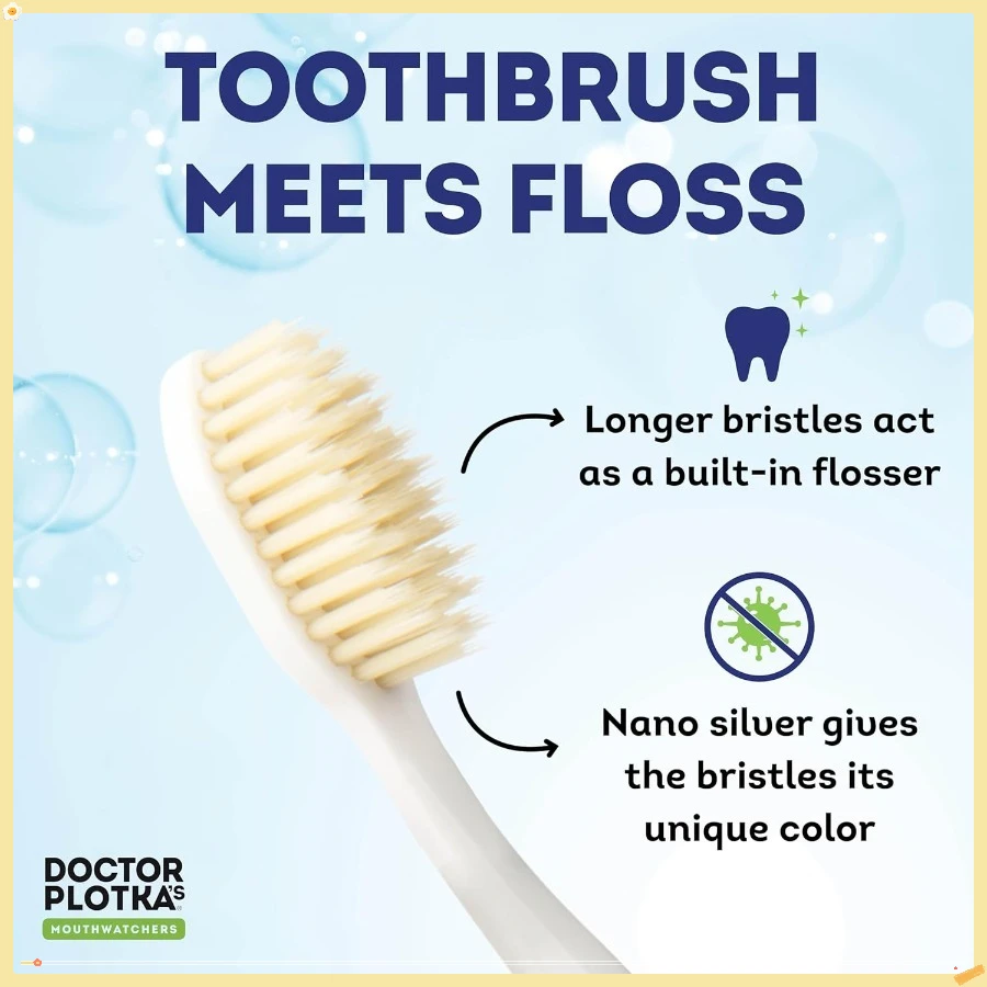 Soft Flossing Manual Toothbrush for Adults, 2 Pack, Ultra Clean, Good for Sensitive Teeth and Gums , Colors May Vary