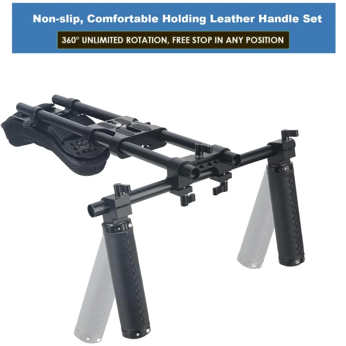 Topcine 15mm Shoulder Pad Support System for Camera Cinema Camcorder, Mount Rig with Base Plate, Rod, Handle Set