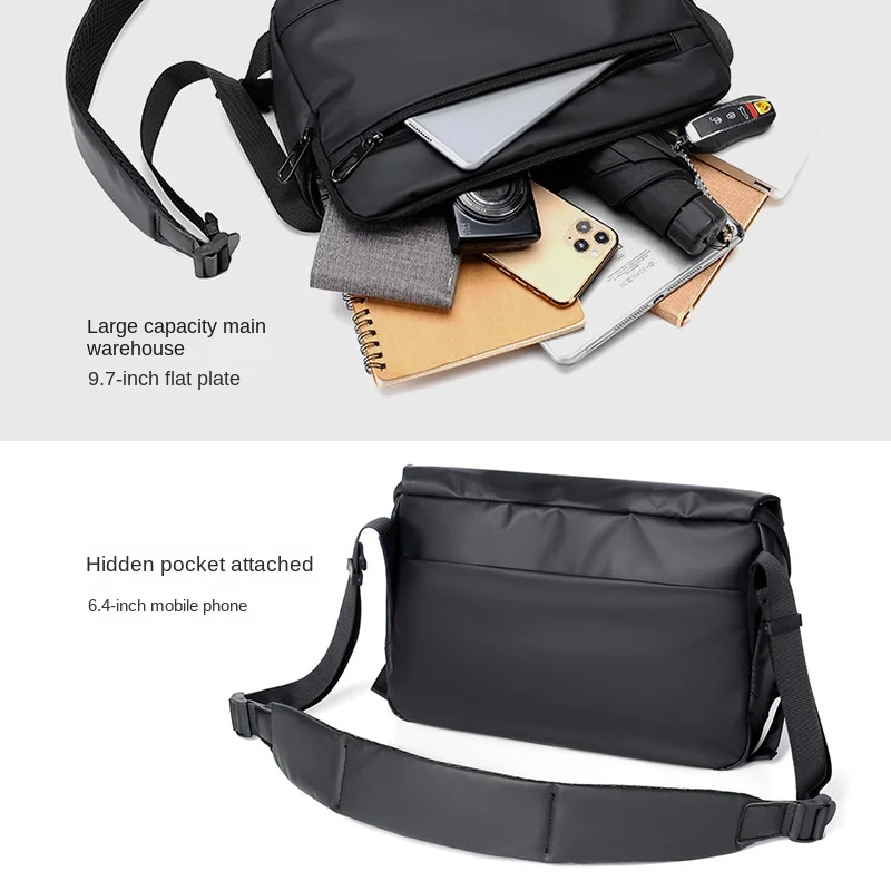 QINNXER Crossbody men waterproof cloth single one shoulder bag outdoor sports messenger trendy work clothes motorcycle backpack