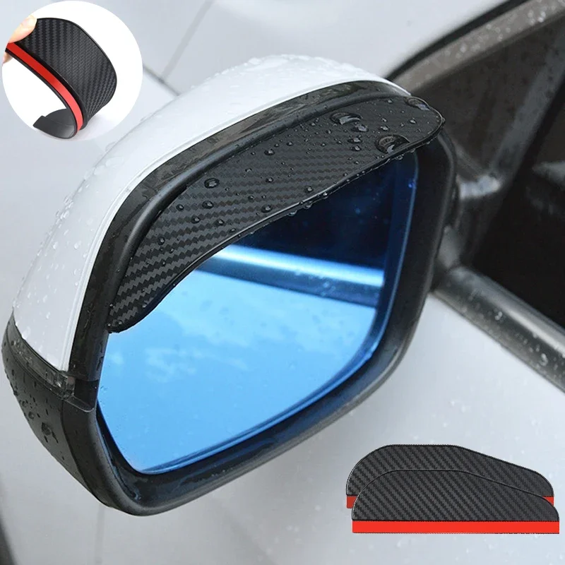 Thickened Carbon Fiber Texture Car Rearview Mirror Rain Shield for Left and Right Mirrors - 2pcs Awnings & Shelters