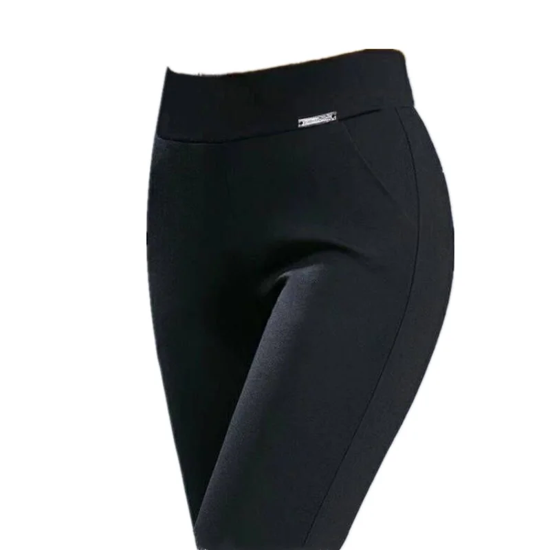 المرأة عالية الخصر Fce اصطف Thiened سراويل تقليدية الخريف الشتاء السراويل الصغيرة القدمين Sli أمي الملابس تسع نقاط