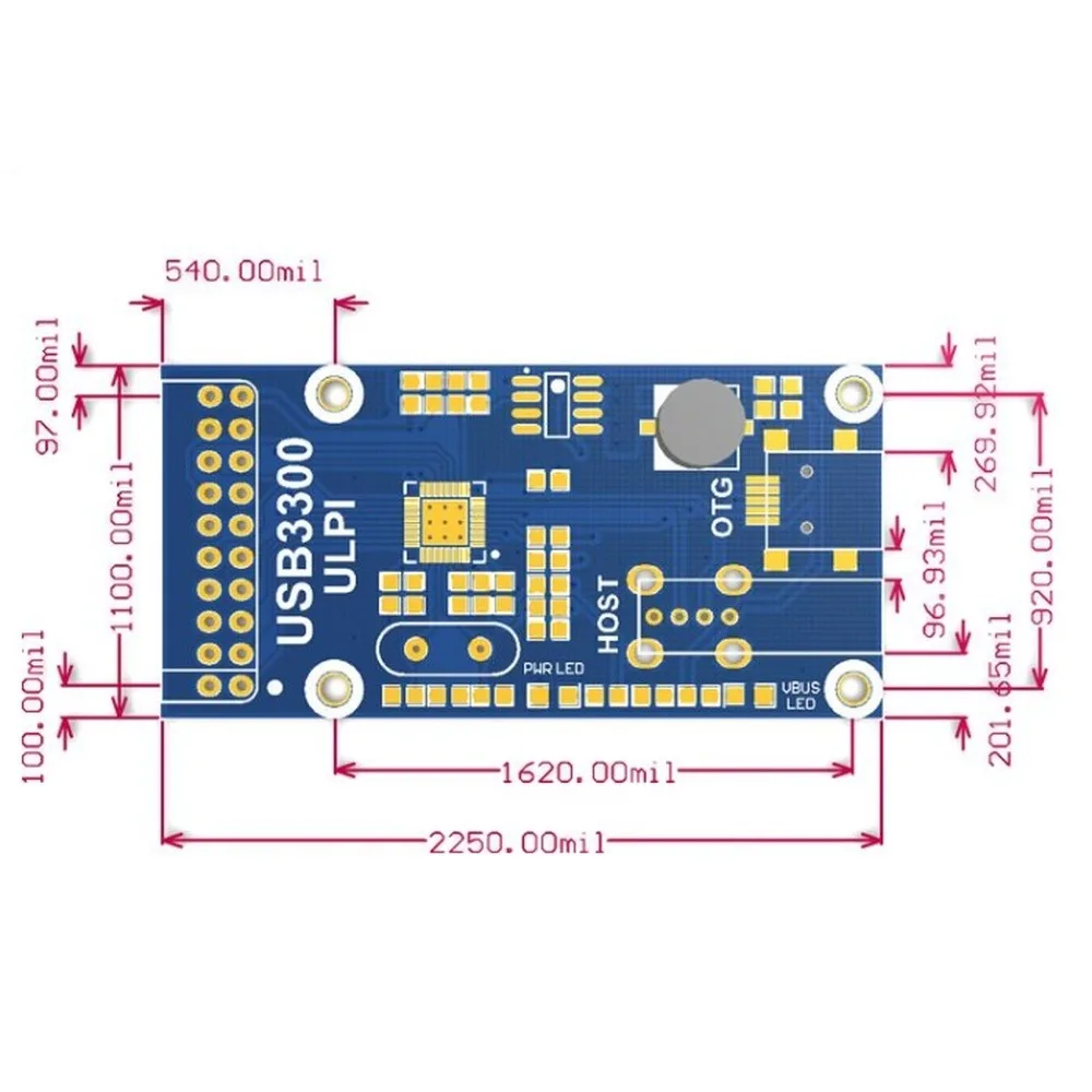 High Speed USB PHY Communication Module 480Mbps ULPI Interface Support Host Device OTG Mode With Dual USB A Port 24MHz Crystal