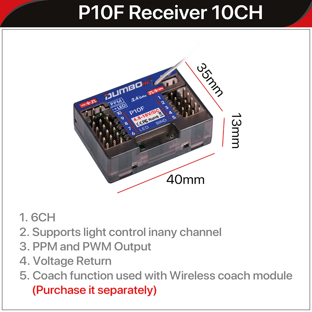 DUMBORC DDF-350 transmetteur avec récepteur 2.4G 10CH télécommande Radio numérique pour voiture RC bateau réservoir LCD système FHSS