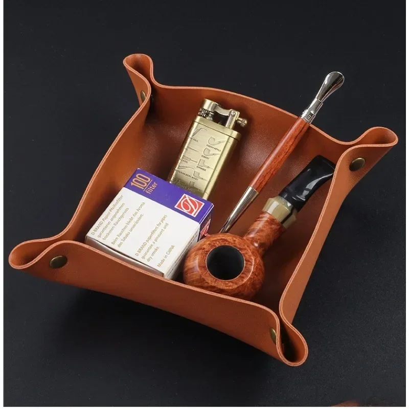 Leather Foldable Rollable Tobacco Rolling Tray Valet Tray for Tobacco Pipe Tools