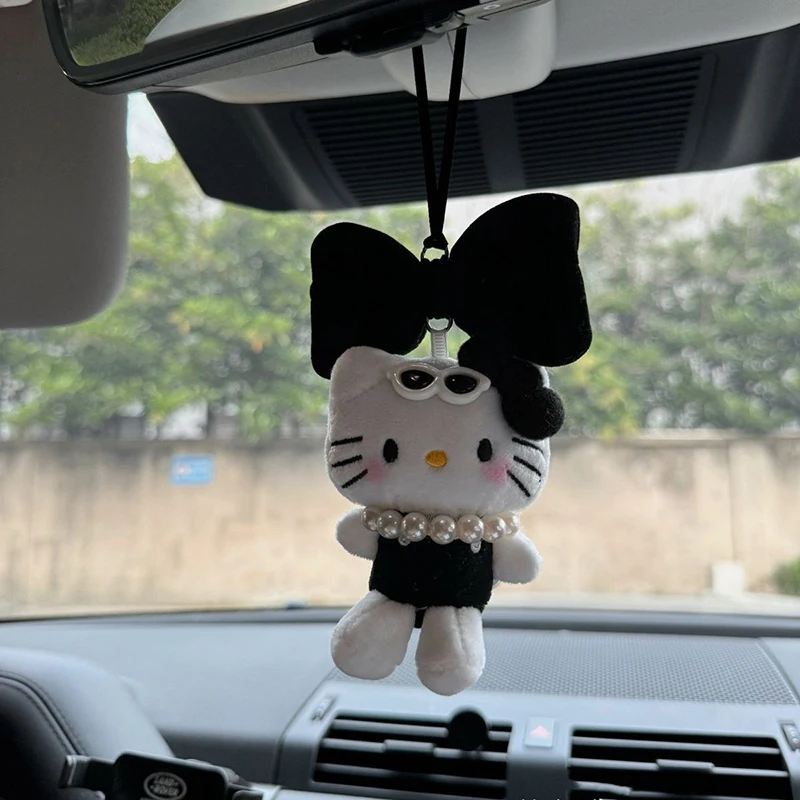 Sanrio Anime Cartoon Car Decoração, Linda Boneca De Pelúcia Chaveiro, Espelho Retrovisor Kawaii Pingente, Decorações Mochila, KT Cat, Presentes