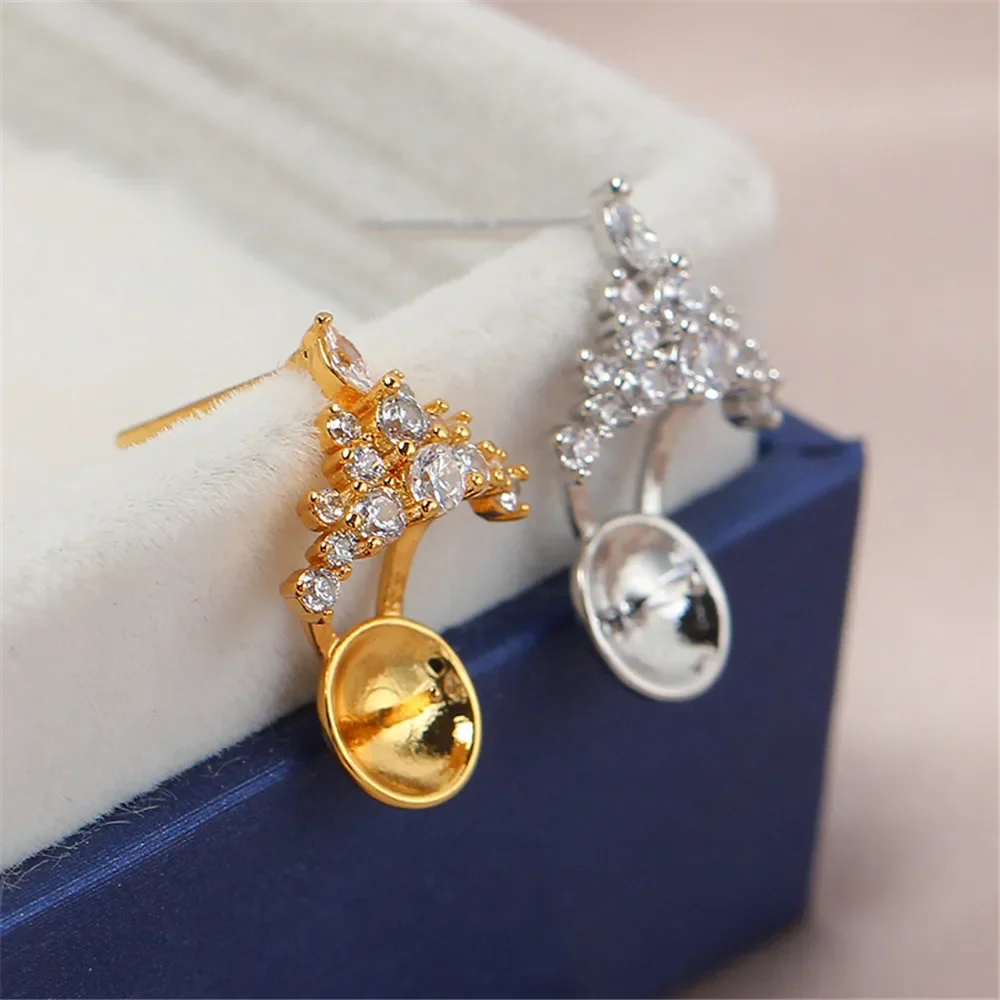 19 Style Pearl Stud Earrings Setting Base 14K Gold Simple Fashion Temperament Handmade Diy Jewelry Making Findings&Components