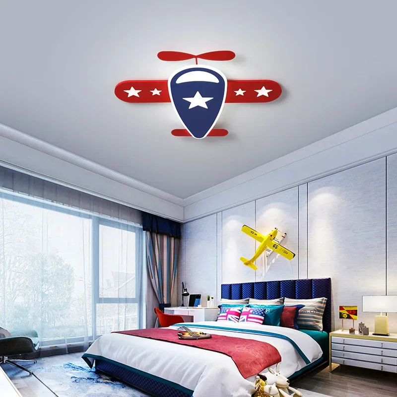 

Children's Room Ceiling Lamp LED Bedroom Boy Creative Personality Aircraft Girl Cartoon Room Eye Protection Light
