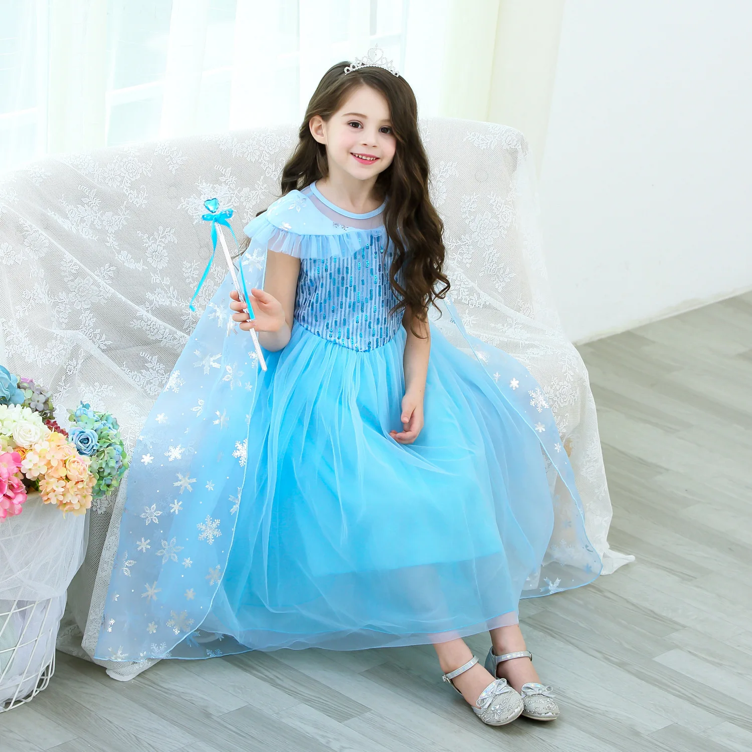 Summer New Girls Aisha Princess Dress Baby Girl Short sleeve Cartoon Toddler Dress Kids Frozen Elsa Clothes Party Dresse