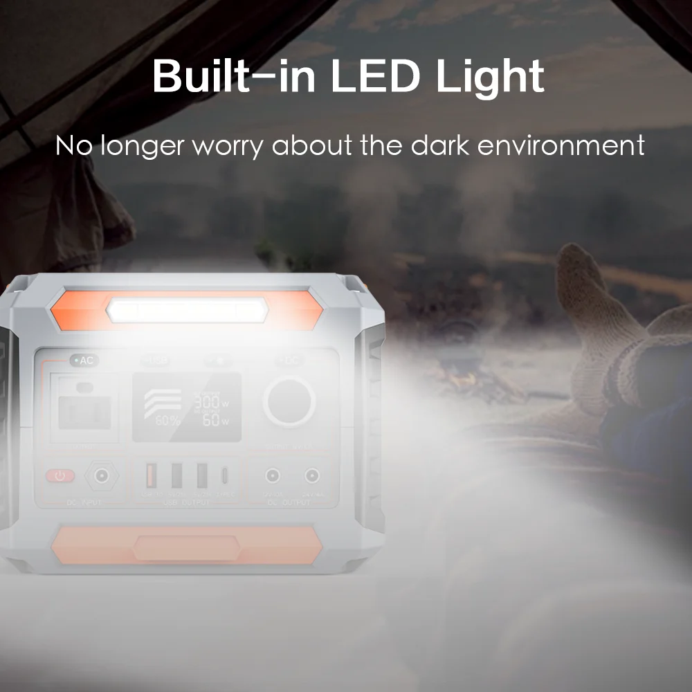 Portátil Power Station Gerador Solar, 300W, 288WH, AC Pure Sine Wave Power Bank, Outdoor Bateria de Emergência, Camping Multi-dispositivo