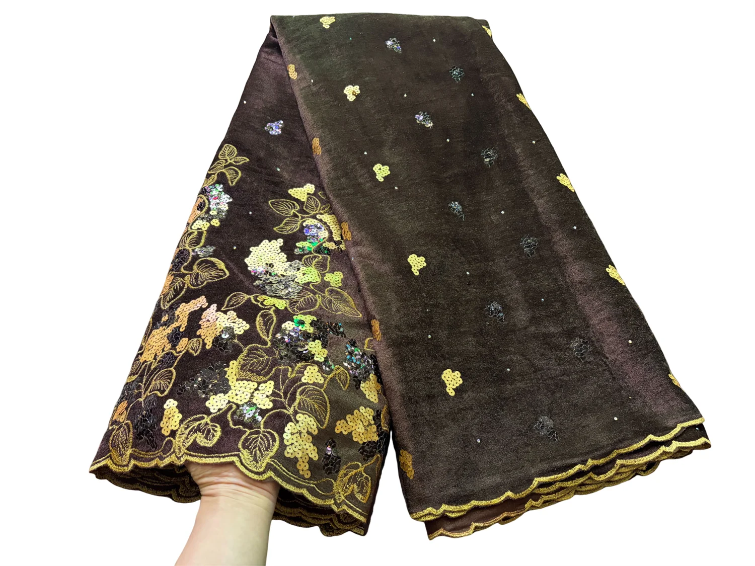 

2025 New African Velvet Lace Fabric 5 Yards High Quality Wedding Dress Luxury Stones Embroidery Nigerian Lace Fabric For Women