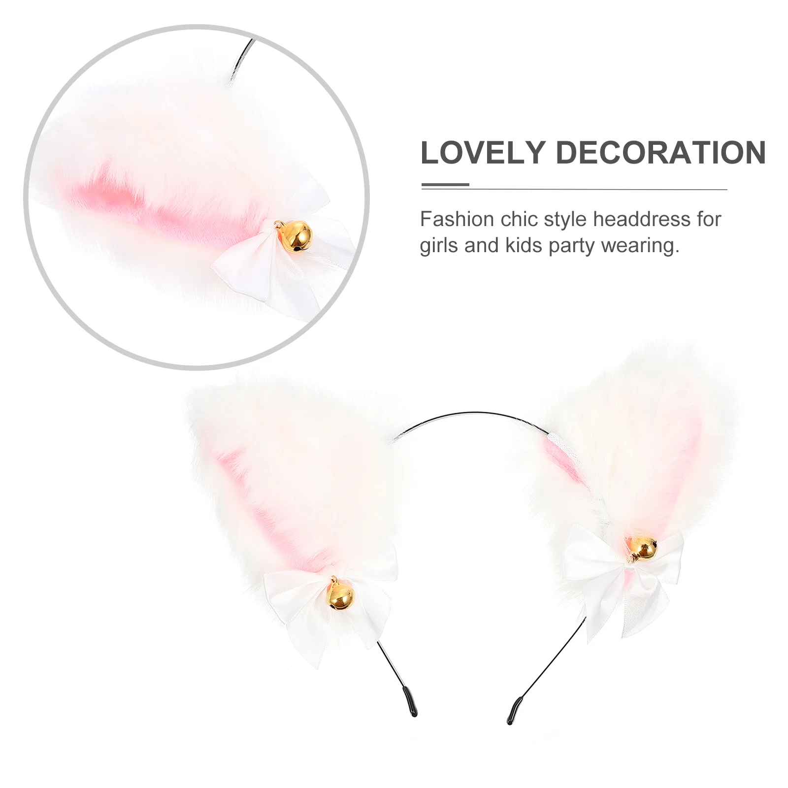 Cat Ear Bell Headband Party Hairband Plush Headdress Hoop Holiday Cosplay Accessory for