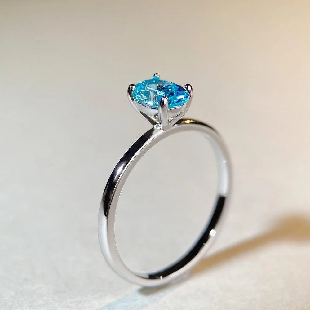 

PT950 Platinum Dove Egg Ring - Women's Sapphire and Zirconia Ring