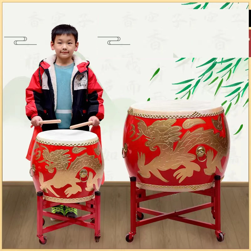 

Wholesale Solid Layer Cowhide Big Drum Chinese Red Dance Beat Drum Drum Set Promotional Gifts Other Musical Instruments