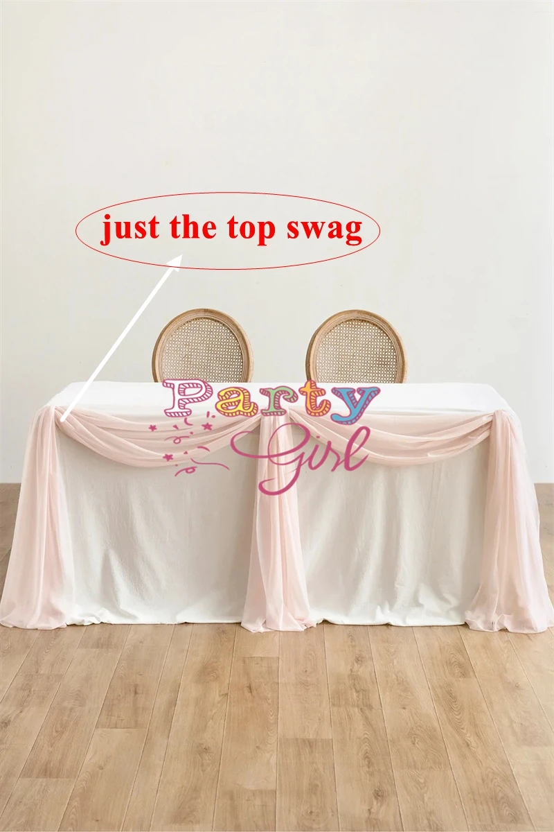 2pcs Blush Color 10ft Long Chiffon Table Swag Runners For Wedding Tablecloth Banquet Event Decoration