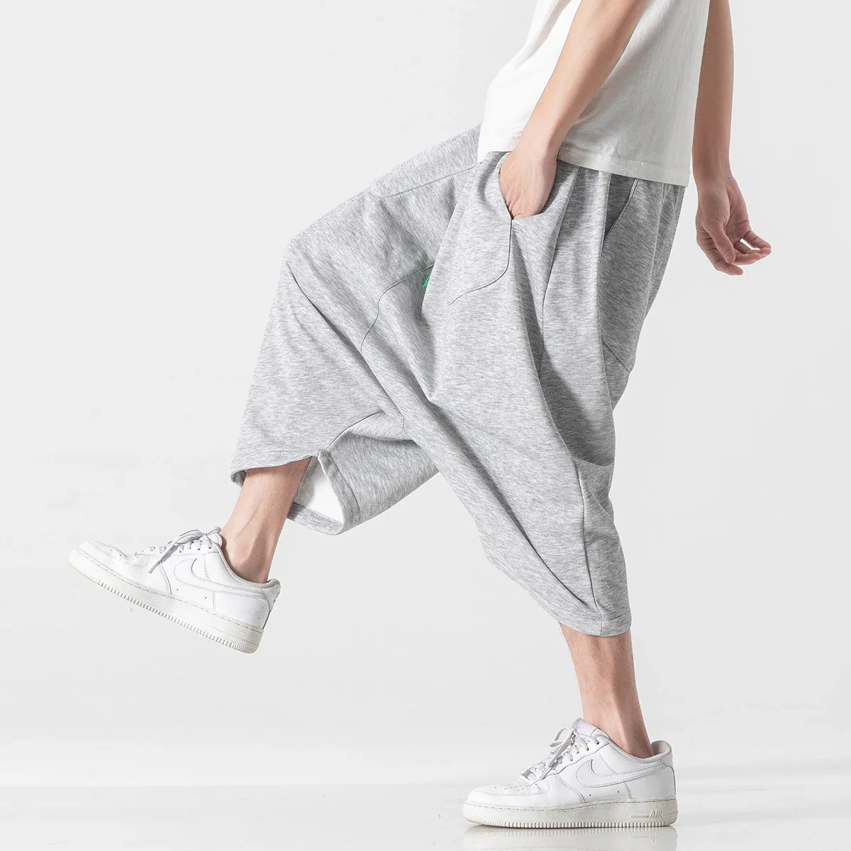 New Men Sweatpants Streetwear Summer Vintage Loose Casual Pants Wide Leg Pants Men Elastic Waist Baggy Harajuku Hip Hop Trousers