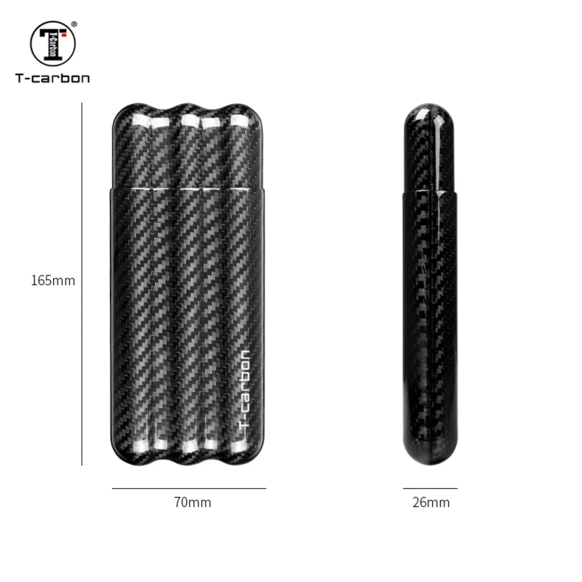 T-carbon Three-Finger Portable Cigar Humidor Luxury Carbon Fiber Travel Humidor Mini Outdoor Humidor Box