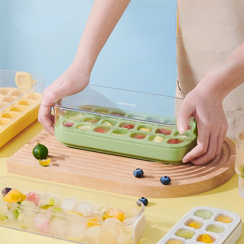 

Ice Cube Tray Mold Household Large Capacity Silicone Ice Block Grid Making Box Contactless Ice Extraction Box
