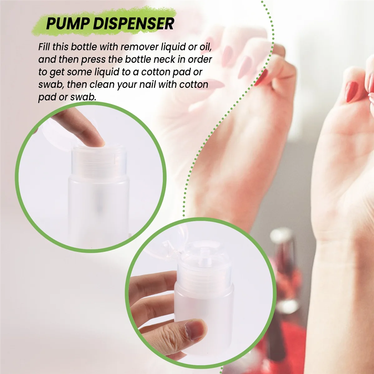 Dispositivo di rimozione della bottiglia dell'erogatore della pompa di plastica dello smalto per il trucco di arte del chiodo da 70ml