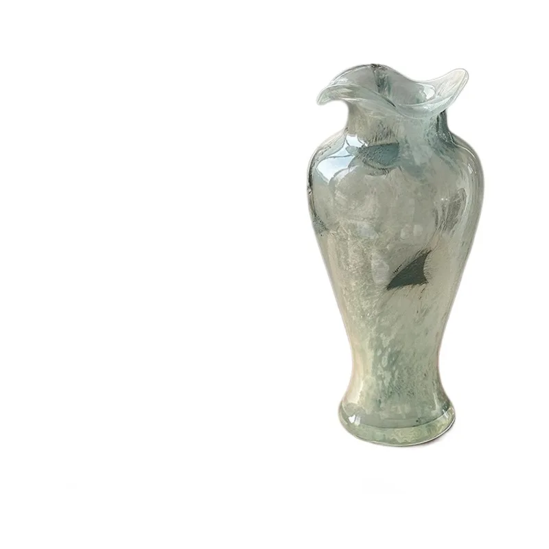 

French blue antique glass vase flower arrangement hydroponic modeling flower ware porch ornament