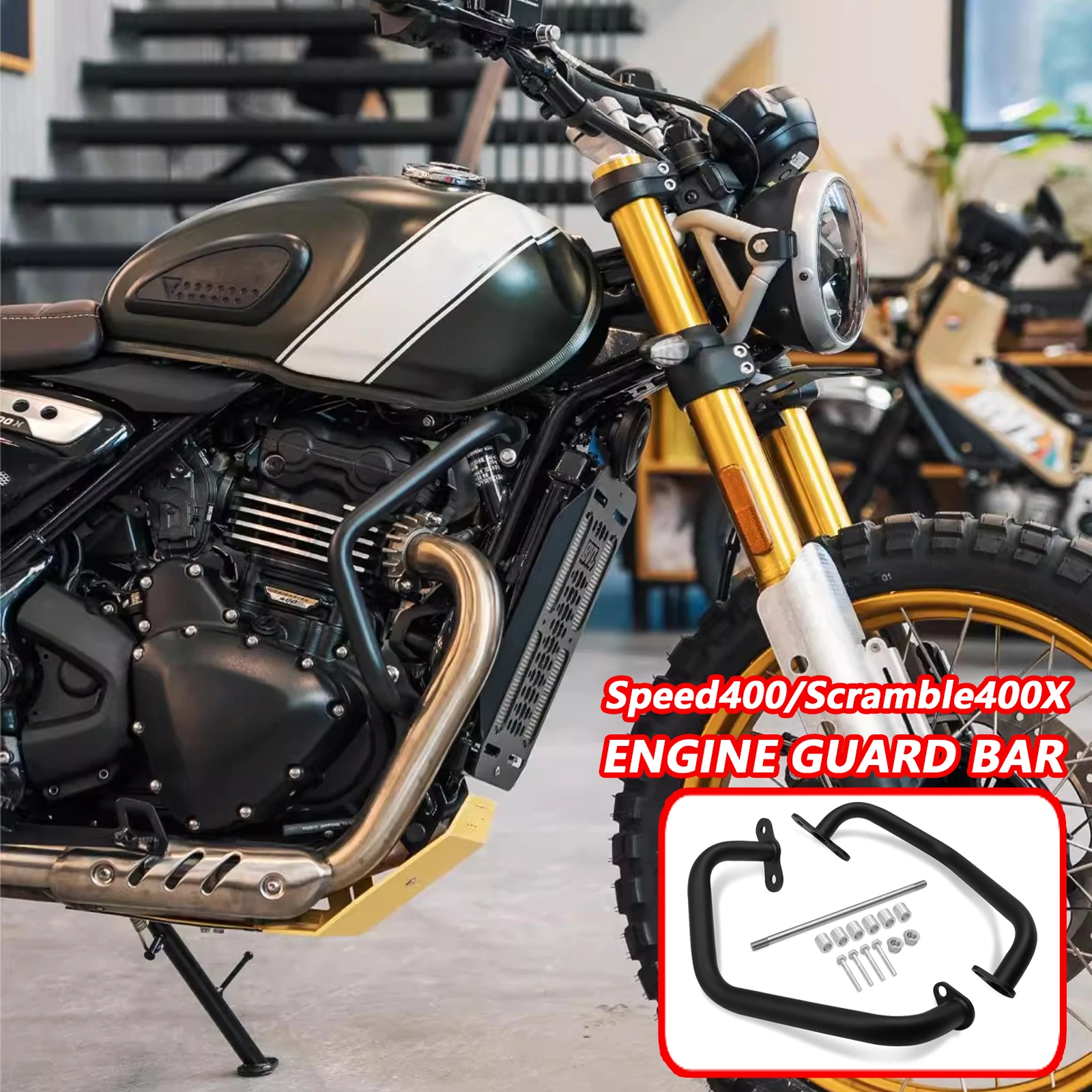 

New Motorcycle Accessories Crash Bar Frame Engine Guard Bumper Protector For Scrambler 400X Speed 400 Speed400 2024-2025