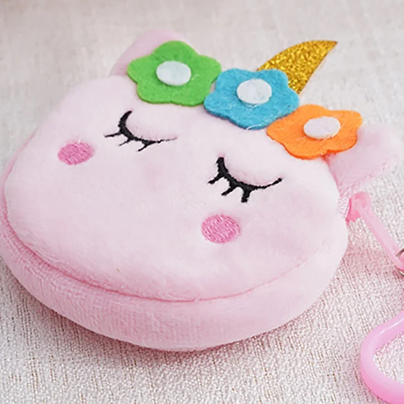 Cartoon Kawaii Flowers Unicorn Plush Coin Purse Creative Portable Storage Bag Cute Unicorn Coin Purse Kids Birthday Gift