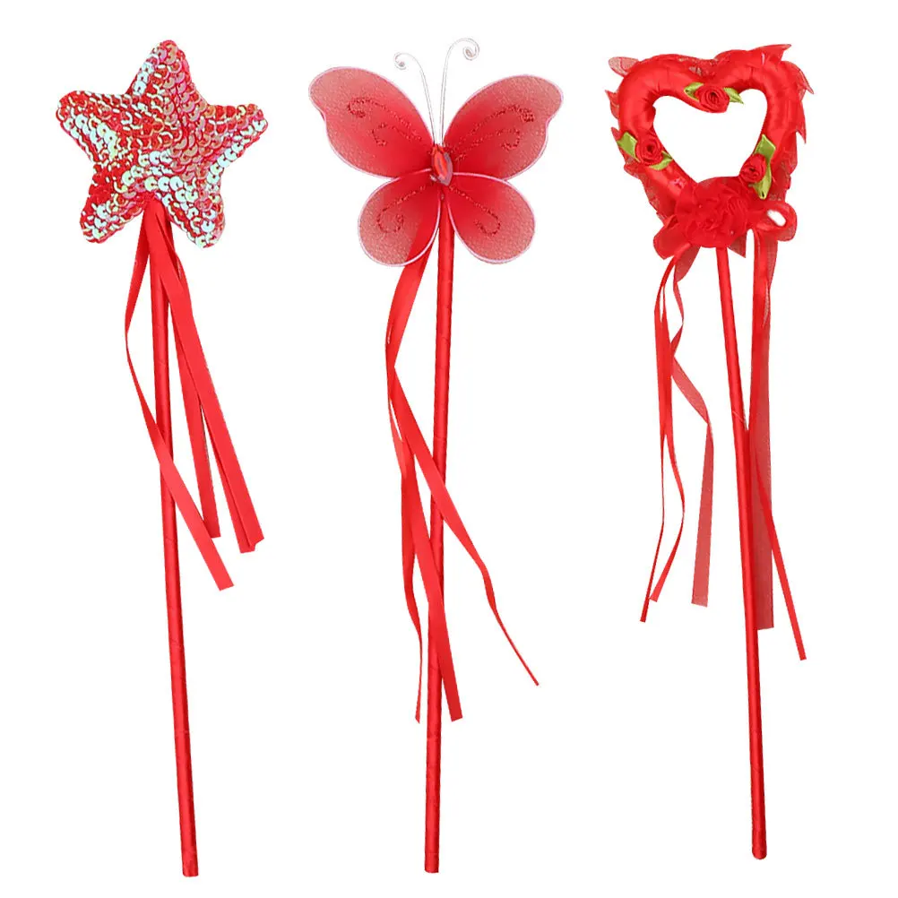 

3Pcs Fairy Wand Set Angel Pentagram Heart Shaped Sticks for Girls Magical Party Favors Dream Realization Wand Accessories Purple