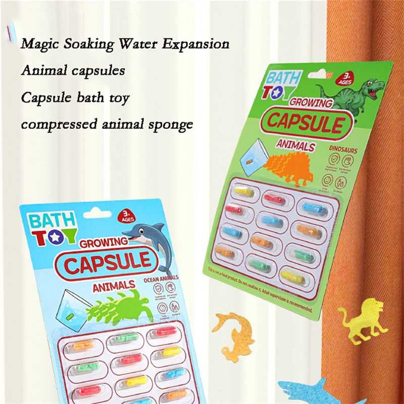 Soaking in water to expand animal dinosaur capsules, toys for children, creative bathing toys, bathroom accessories