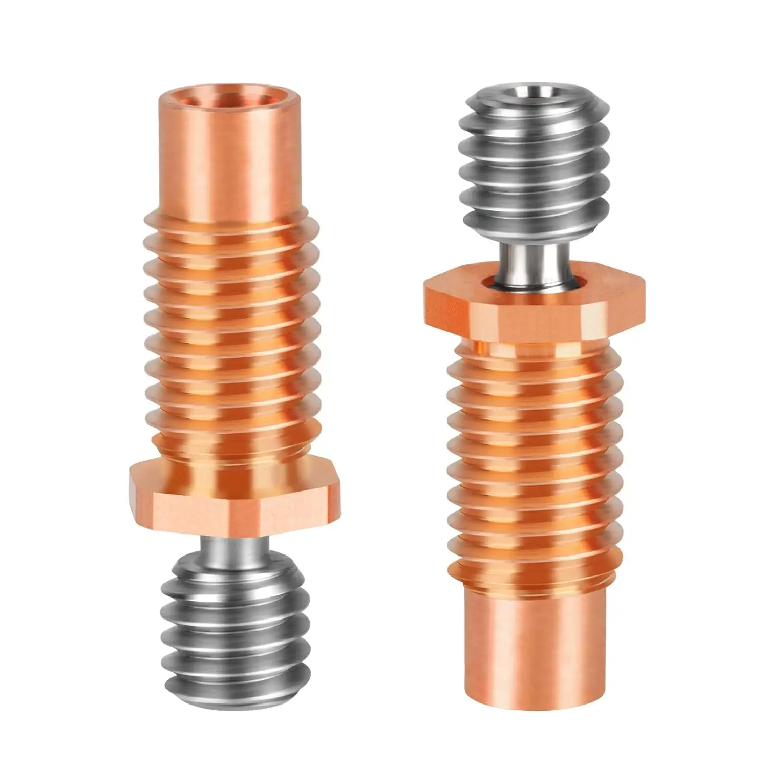 2PCS E3D V6 Hotend Heatbreak All Metal Threaded Upgrade Titanium Alloy and Copper Bimetal Throat Nozzle do drukarki 3D V6 Hotend