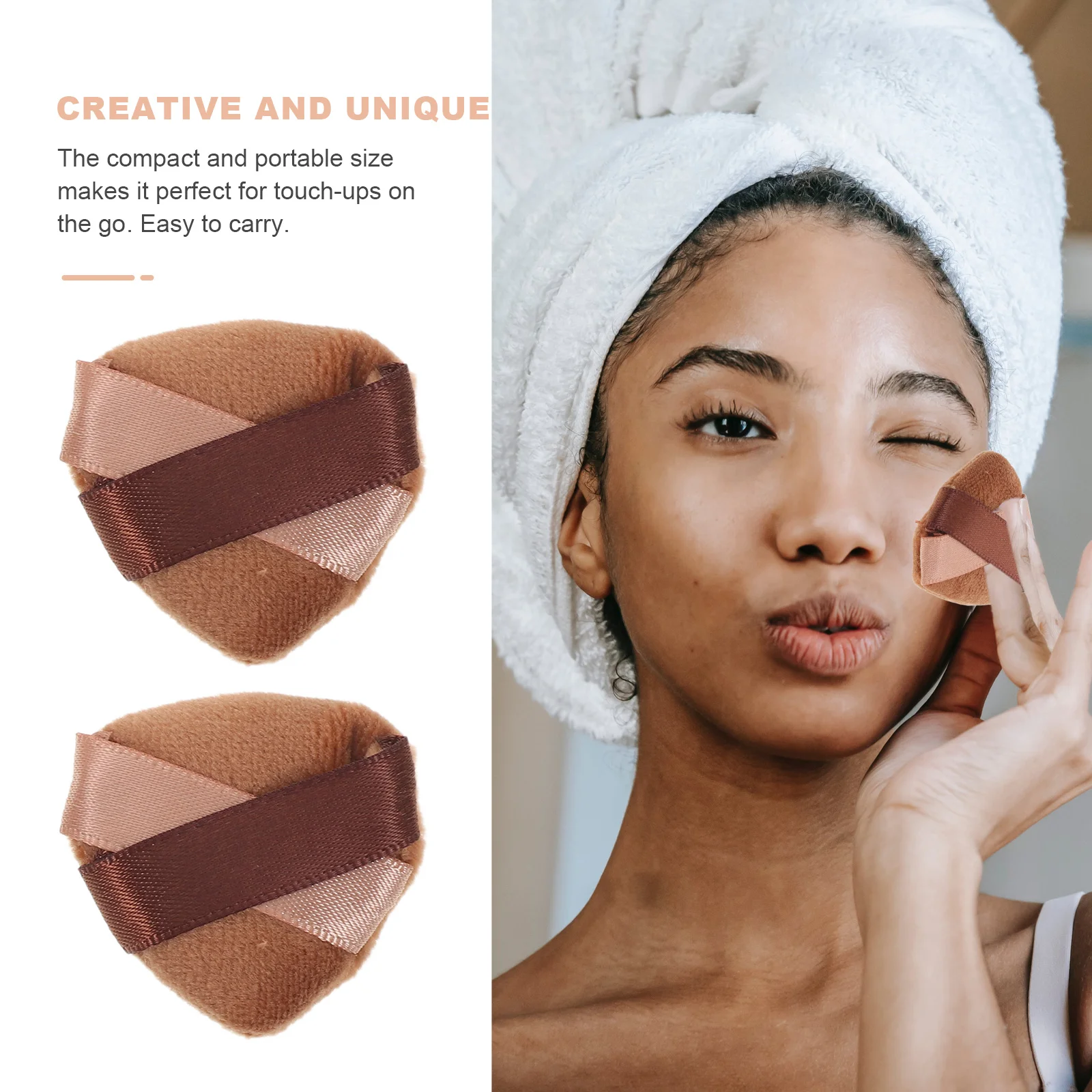 20 個ミニトライアングルパウダーパフ指のサイズのフェイスルースパウダーアプリケーターパッドベロアファンデーションブレンドスポンジツール