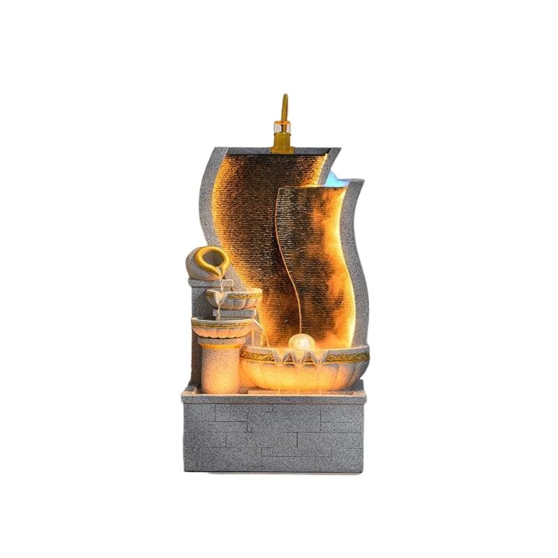 

European-style running water fountain humidifier, living room entrance floor rockery ornament to attract wealth