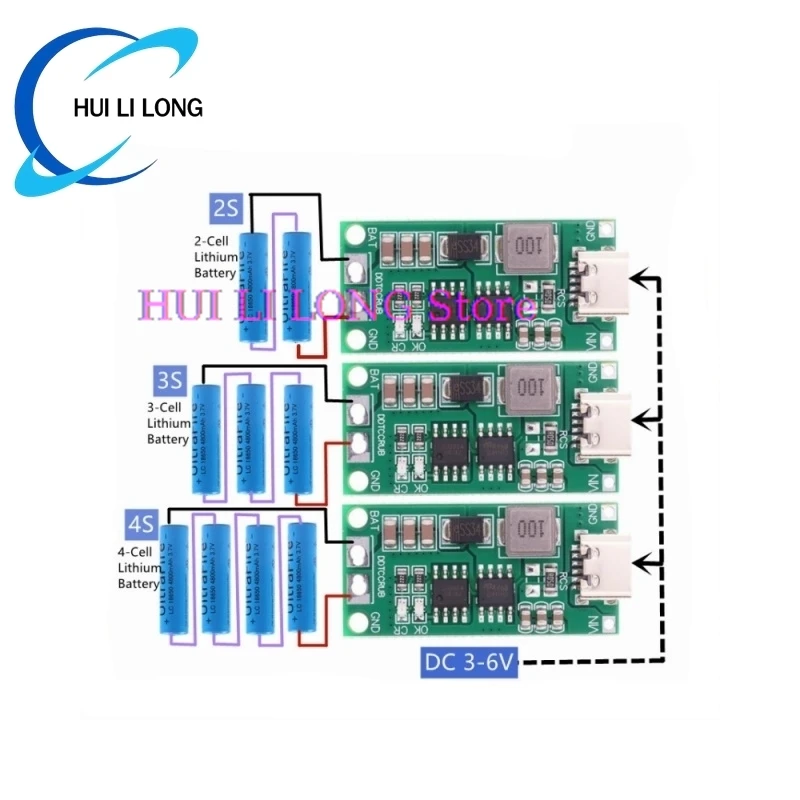 Multi-Cell 2S 3S 4S Type-C To 8.4V 12.6V 16.8V Step-Up Boost LiPo Polymer Li-Ion Charger 7.4V 11.1V 14.8V 18650 Lithium Battery