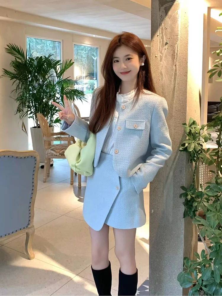 

Short Suit Jacket And Skirt Set Women's Fashion Korean Style Two-Piece Suit Autumn Winter High-End Feelings