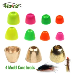 Vtwins Fast Sinking Fluorescent Brass Cone Head Beads Copper Beads Streamers Minnow Leeches Baitfish Tube Flies Tying Material