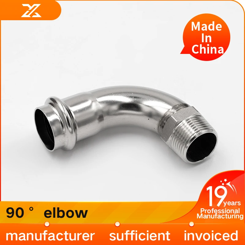 

304 stainless steel compression external thread elbow 90 degree external thread water pipe thin-walled equal diameter double com