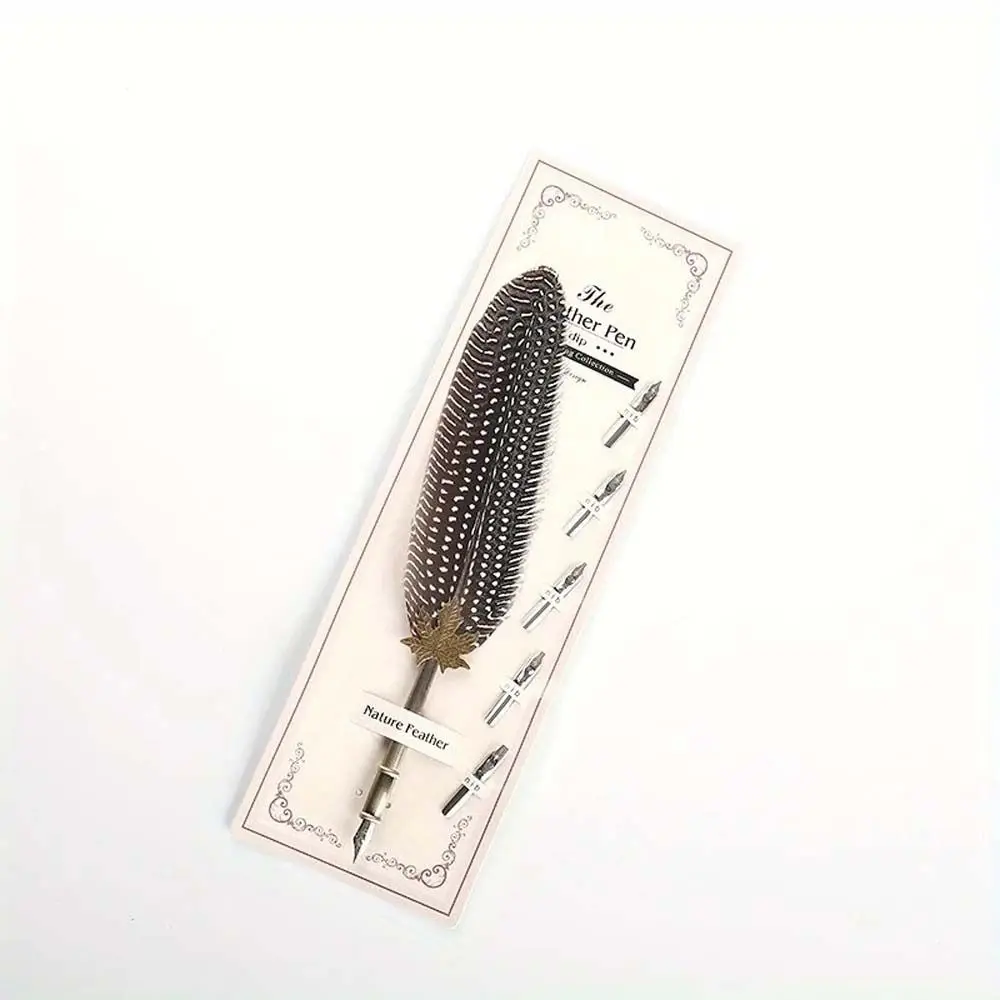 ยุโรป Vintage นกยูง Feather ปากกาจุ่มน้ํา Fountain ปากกาลายเซ็นหมึกปากกาธุรกิจ 5 Nibs Feather Dip ปากกา